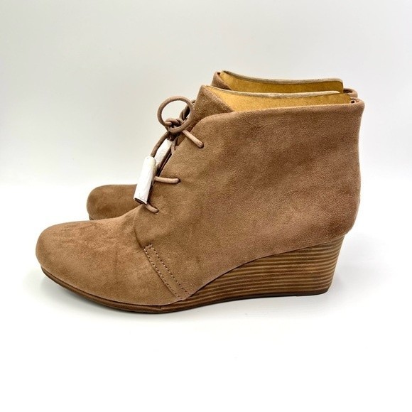 Dr Scholls Womens Size 10 Brown Microsuede Tasseled Wedge Ankle Boots Booties - Picture 6 of 15